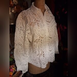 Chic White Lace Women's Blouse